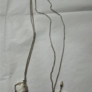 KENDRA SCOTT Kacey White Pearl Gold Long Pendant Necklace 28 In